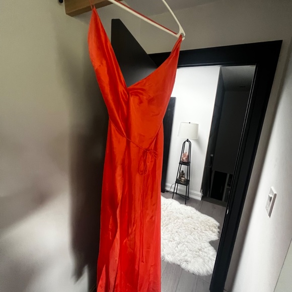 Michelle Mason Cross Strap Silk Wrap Gown (100% Silk) - Picture 3 of 6